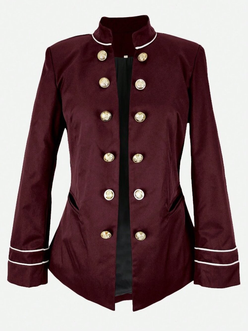 Burgundy Elegant Women's Slim Fit Blazer - Picture 4 of 6